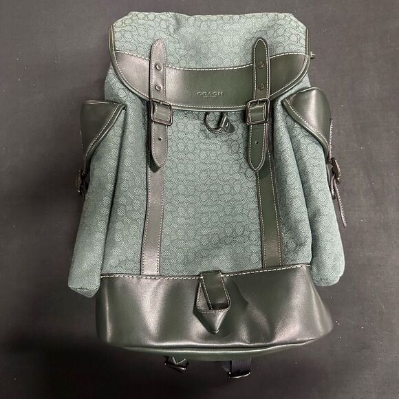 New Coach Hitch Amazon Green Micro Signature Jacquard Leather Backpack - Picture 2 of 13